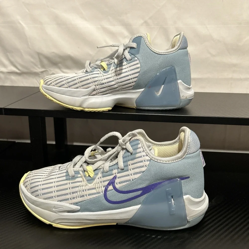 Nike Basketball Shoes Youth Size 3Y Kids Blue White‎ Yellow DD0424-412 Sneakers